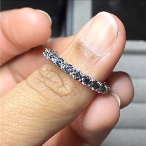 Certified, 2.2CT TW Grey Moissanite Eternity Band ring